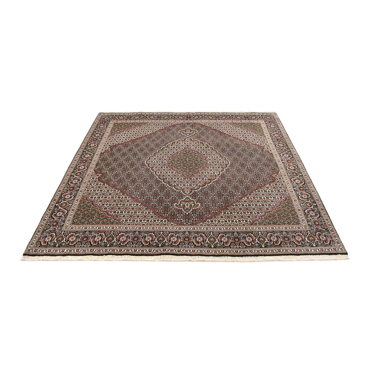 Alfombra Persa - Tabriz - Real cuadrado  - 200 x 197 cm - marrón