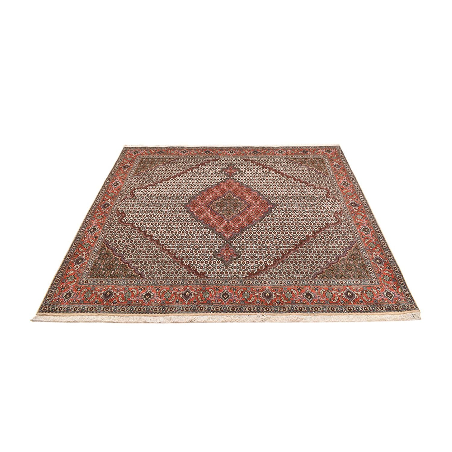 Alfombra Persa - Tabriz - Real cuadrado  - 204 x 196 cm - marrón claro