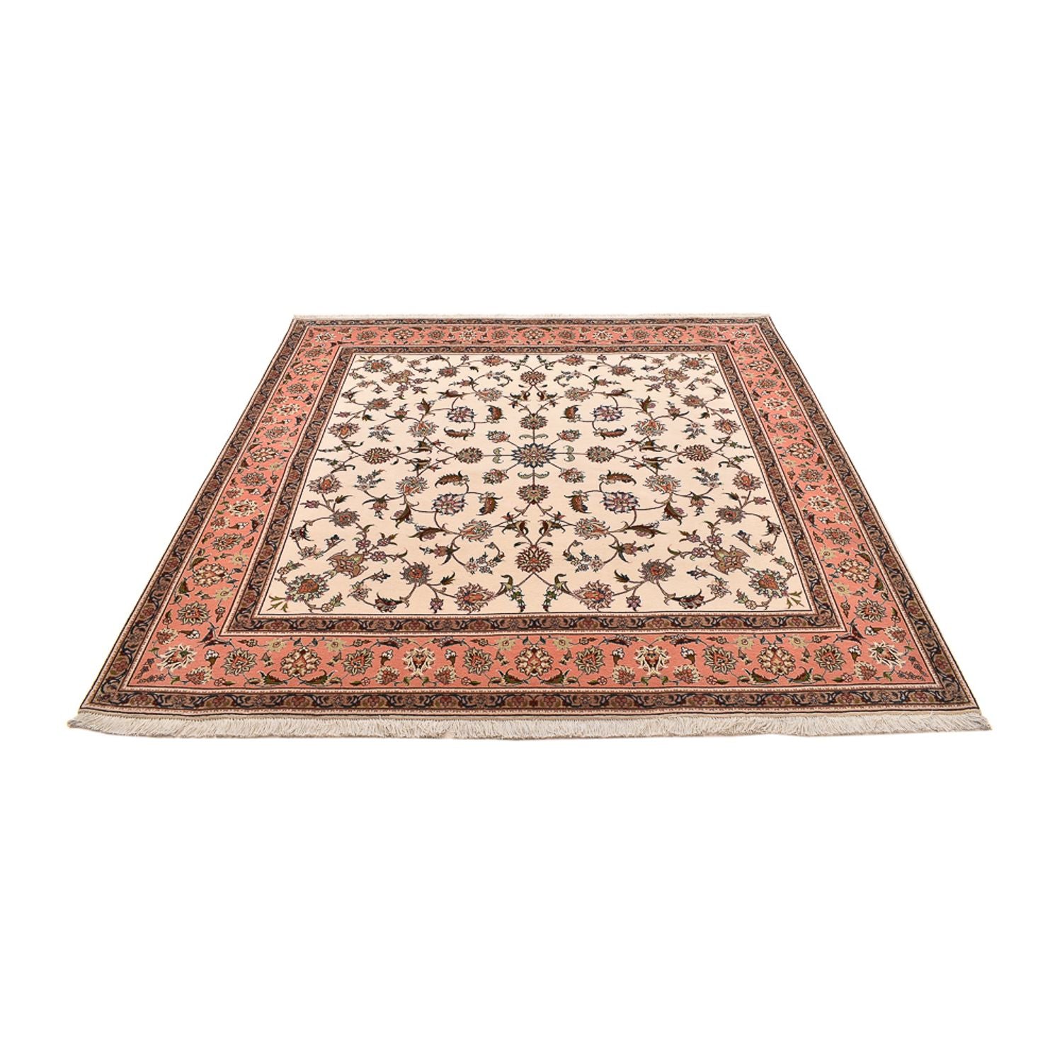 Alfombra Persa - Tabriz - Real cuadrado  - 210 x 204 cm - beige claro