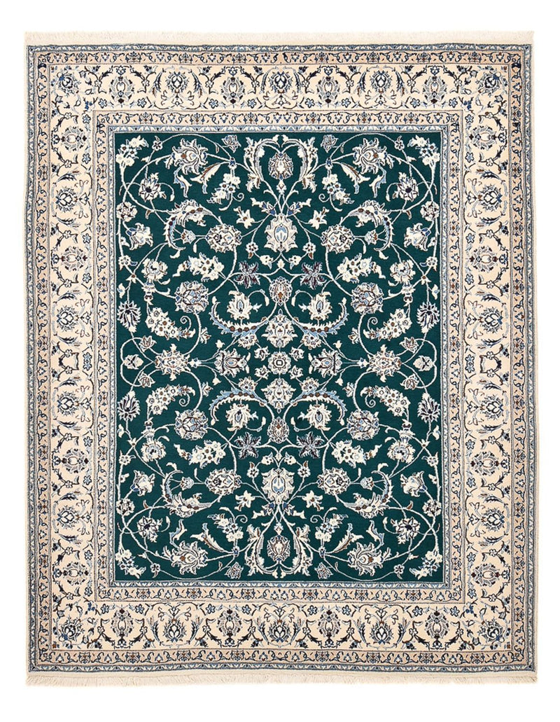 Alfombra Persa - Nain - Real - 254 x 198 cm - verde oscuro