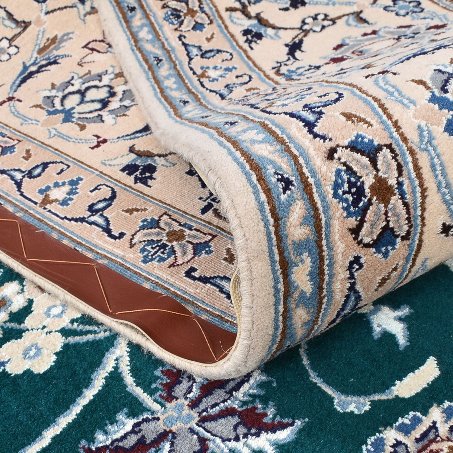 Alfombra Persa - Nain - Real - 254 x 198 cm - verde oscuro
