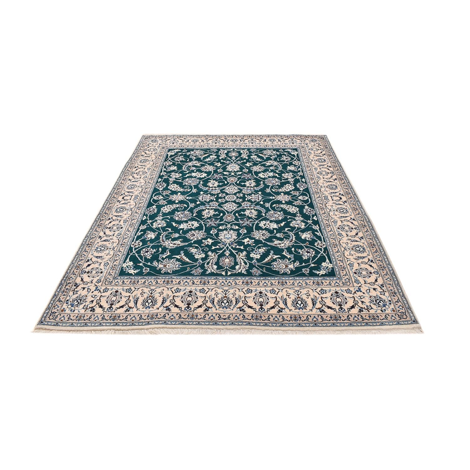 Alfombra Persa - Nain - Real - 254 x 198 cm - verde oscuro