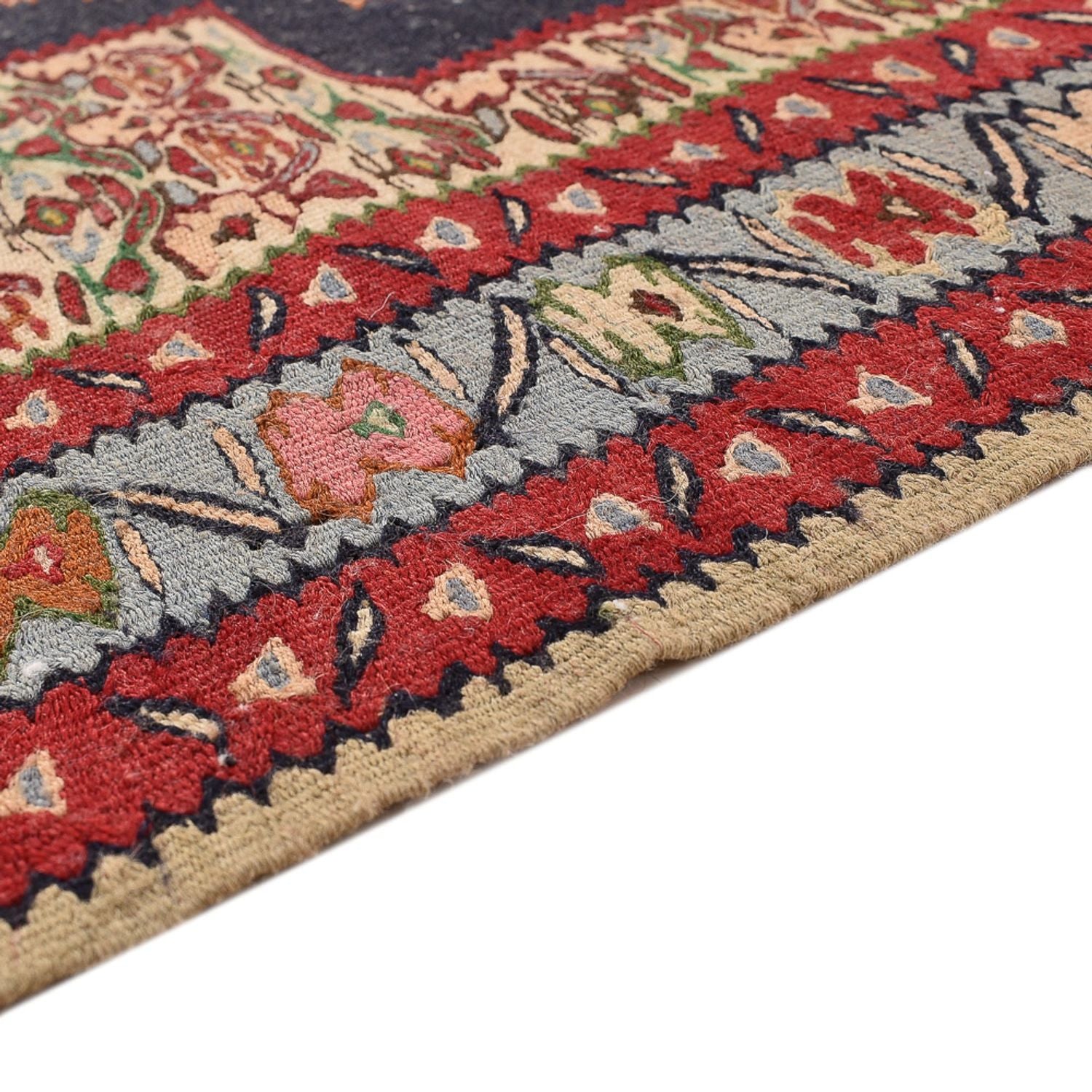 Alfombra de pasillo Alfombra Kelim - Oriental - 395 x 87 cm - azul oscuro