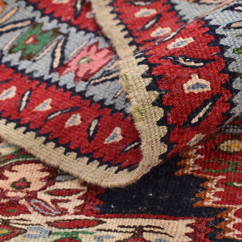 Alfombra de pasillo Alfombra Kelim - Oriental - 395 x 87 cm - azul oscuro