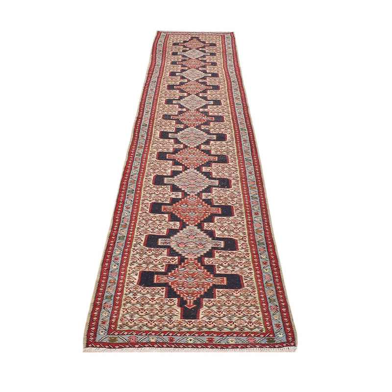 Alfombra de pasillo Alfombra Kelim - Oriental - 395 x 87 cm - azul oscuro