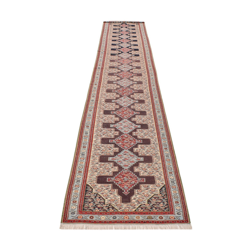 Alfombra de pasillo Alfombra Kelim - Oriental - 495 x 85 cm - azul oscuro