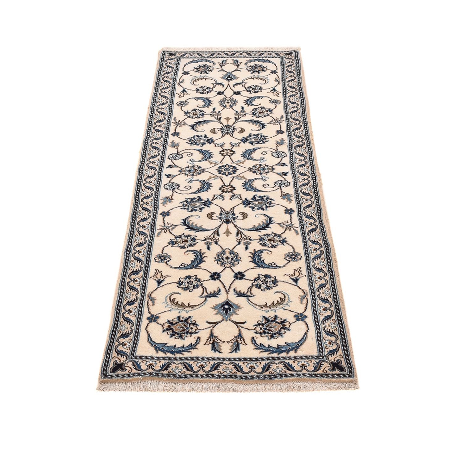 Alfombra de pasillo Alfombra Persa - Nain - Real - 194 x 61 cm - crema