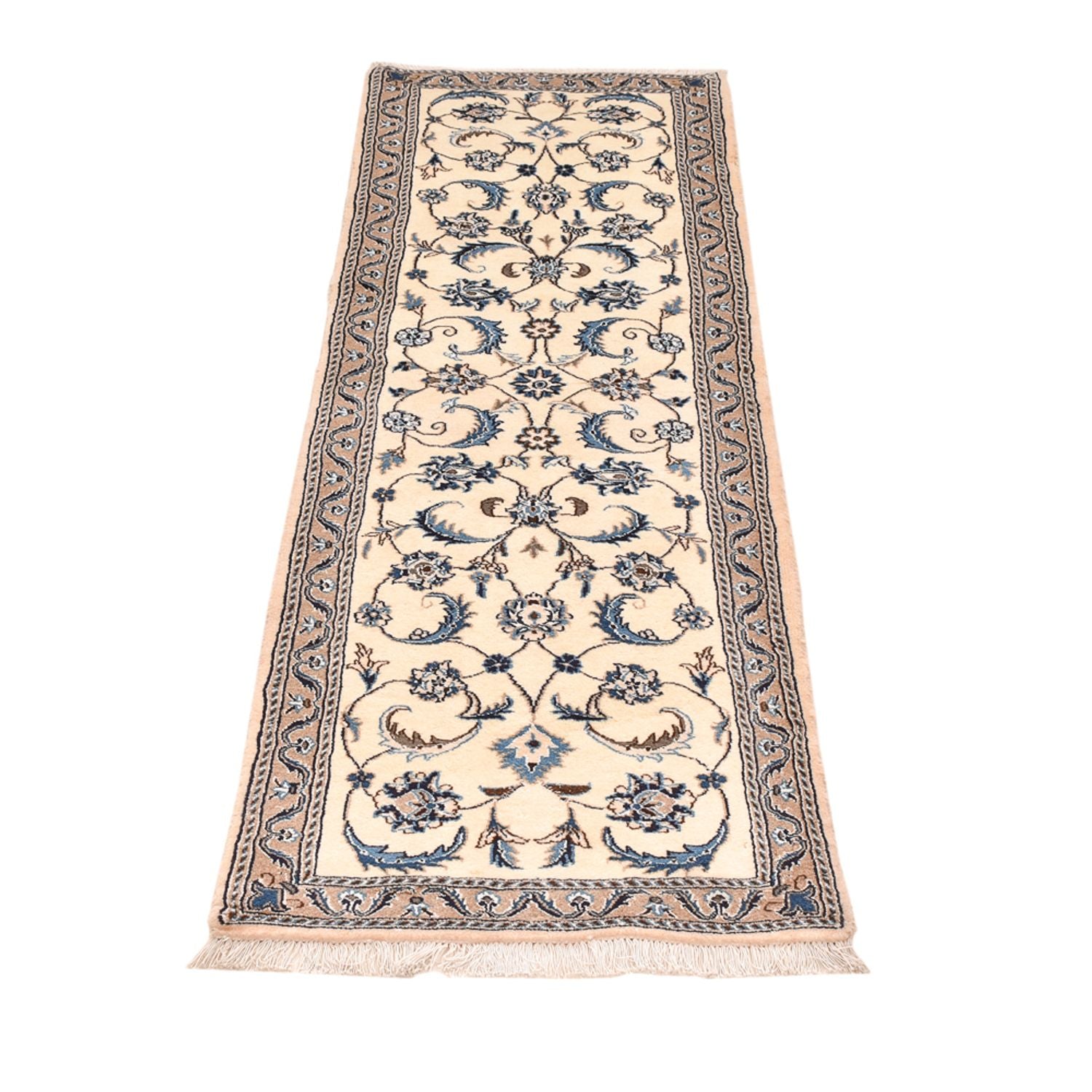 Alfombra de pasillo Alfombra Persa - Nain - Real - 197 x 60 cm - crema