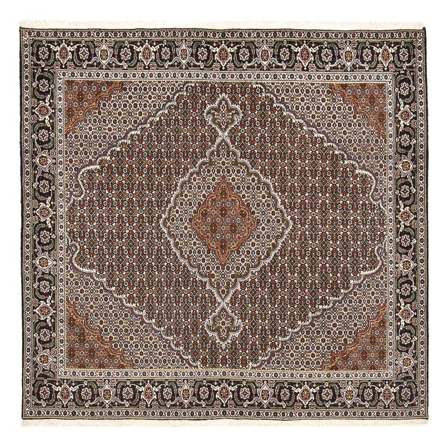 Alfombra Persa - Tabriz - Real cuadrado  - 200 x 200 cm - marrón