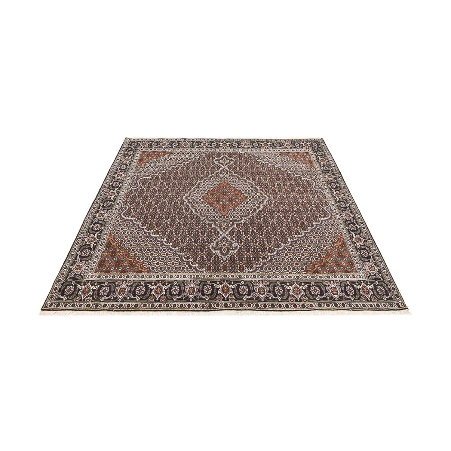 Alfombra Persa - Tabriz - Real cuadrado  - 200 x 200 cm - marrón