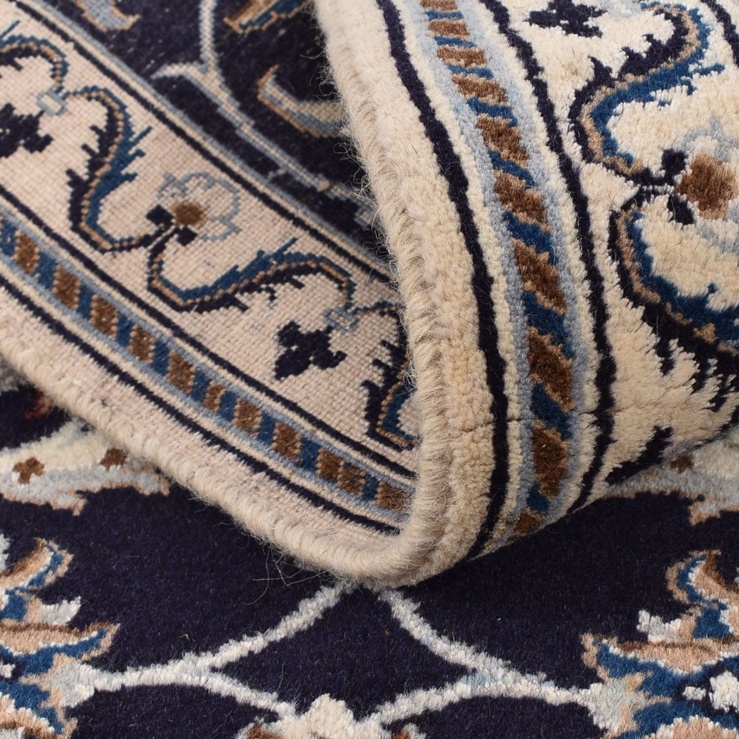 Alfombra de pasillo Alfombra Persa - Nain - Real - 186 x 65 cm - azul oscuro