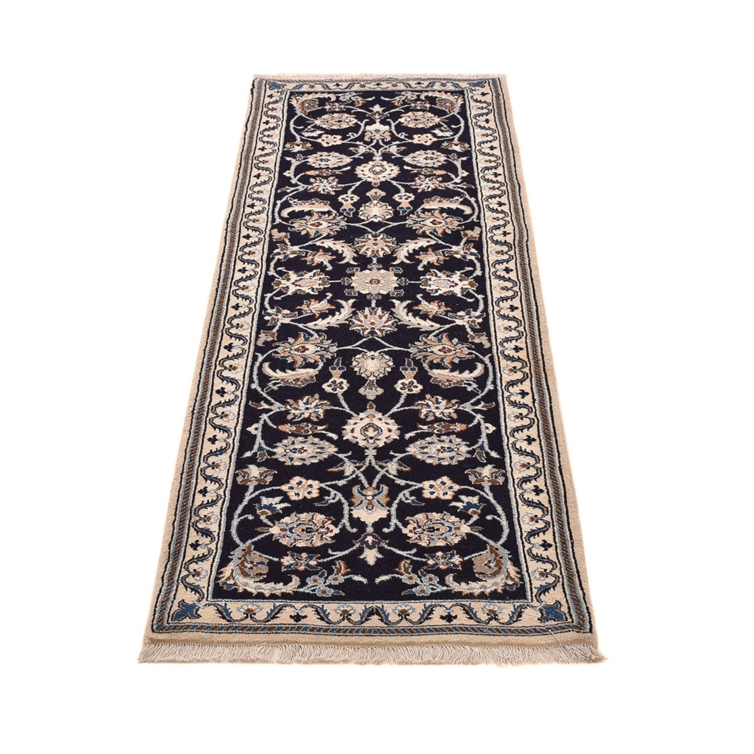 Alfombra de pasillo Alfombra Persa - Nain - Real - 186 x 65 cm - azul oscuro
