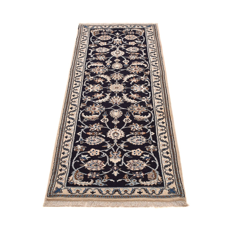 Alfombra de pasillo Alfombra Persa - Nain - Real - 186 x 65 cm - azul oscuro