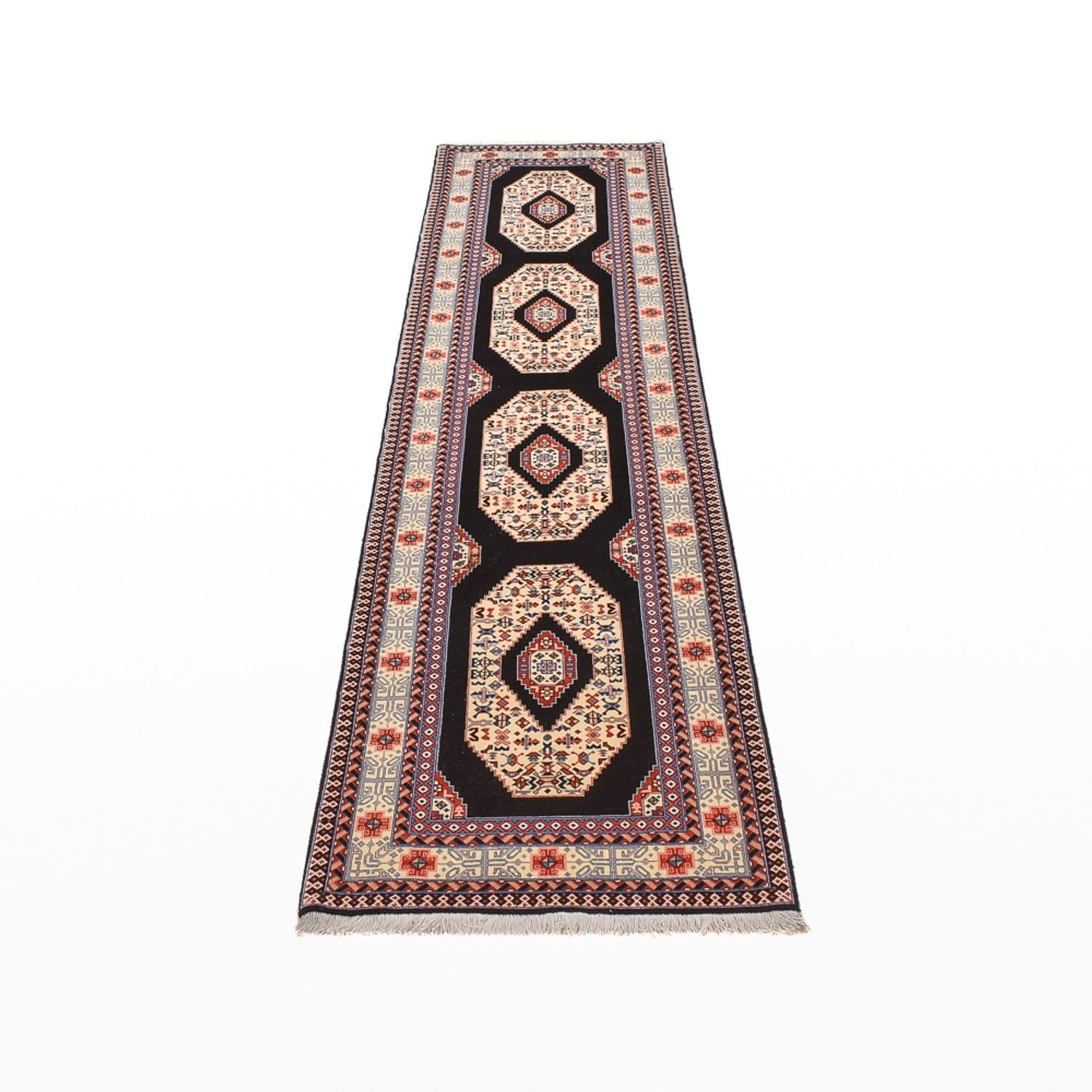 Alfombra de pasillo Alfombra Persa - Tabriz - Prima - 305 x 75 cm - azul oscuro