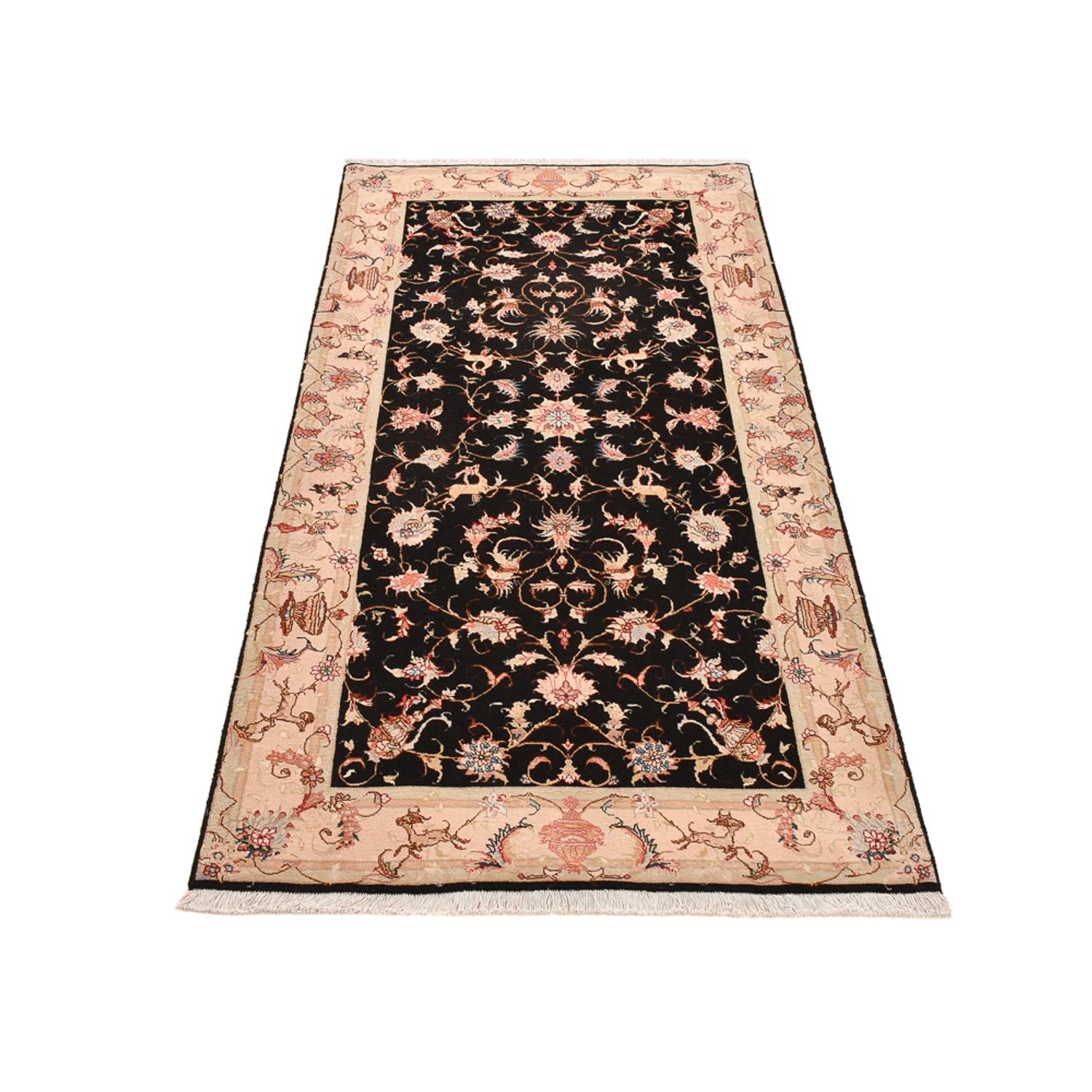 Alfombra de pasillo Alfombra Persa - Tabriz - Real - 204 x 100 cm - azul oscuro
