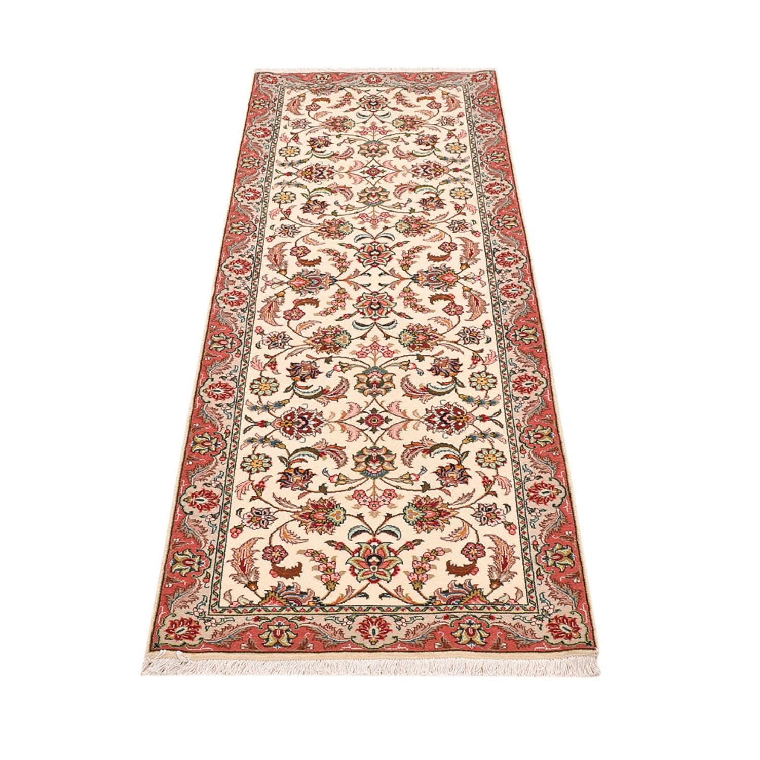 Alfombra de pasillo Alfombra Persa - Tabriz - Real - 202 x 69 cm - crema