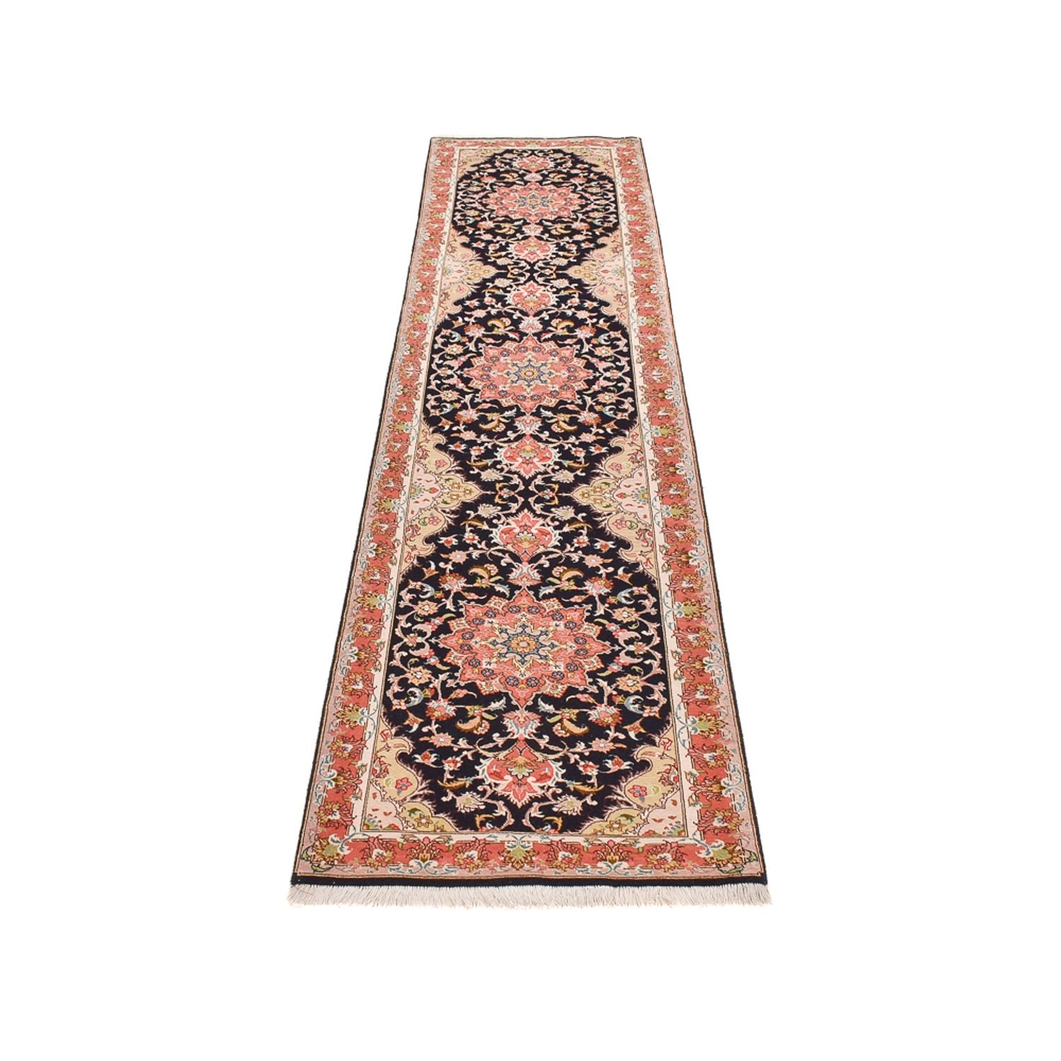 Alfombra de pasillo Alfombra Persa - Tabriz - Prima - 308 x 74 cm - azul oscuro