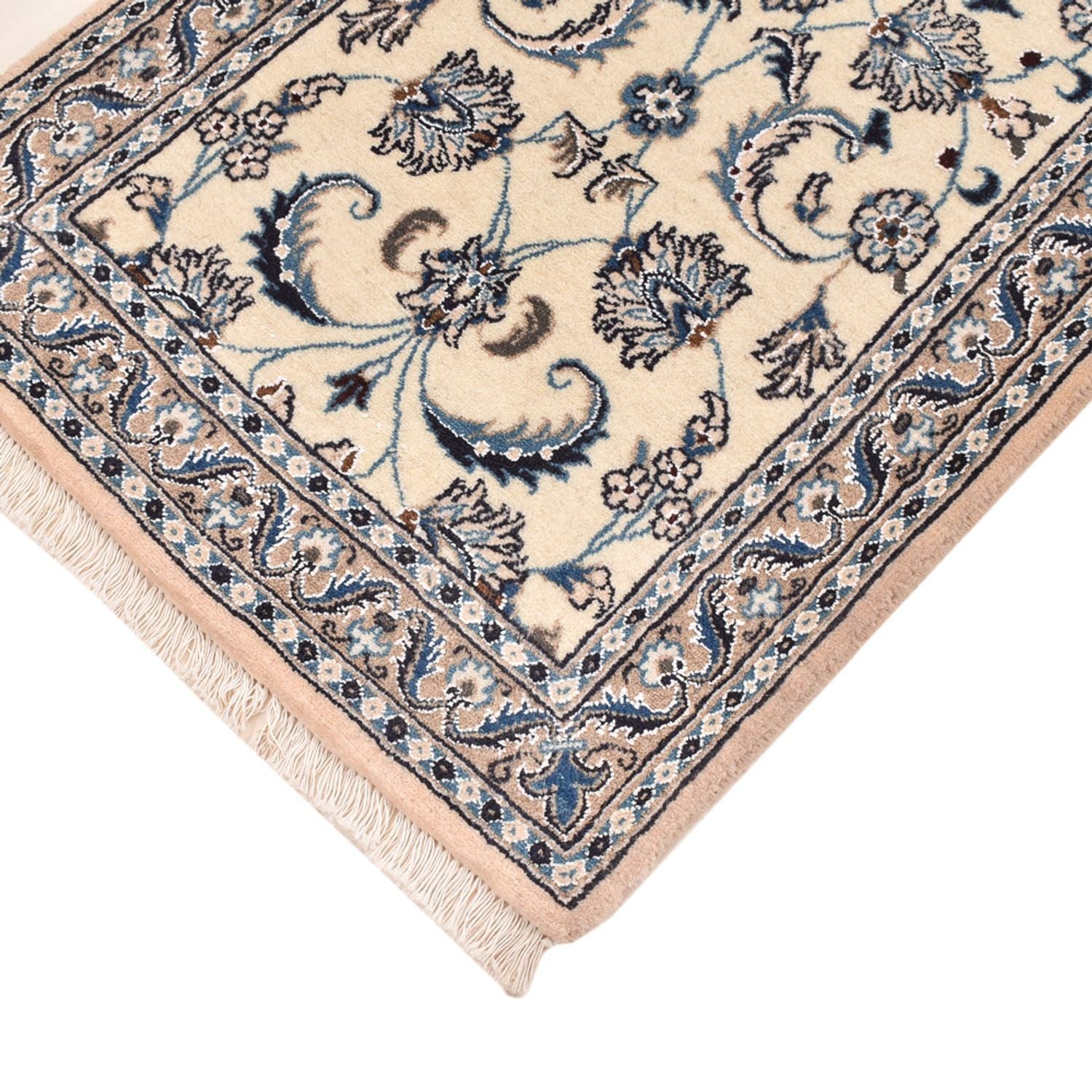 Alfombra de pasillo Alfombra Persa - Nain - Real - 196 x 61 cm - crema