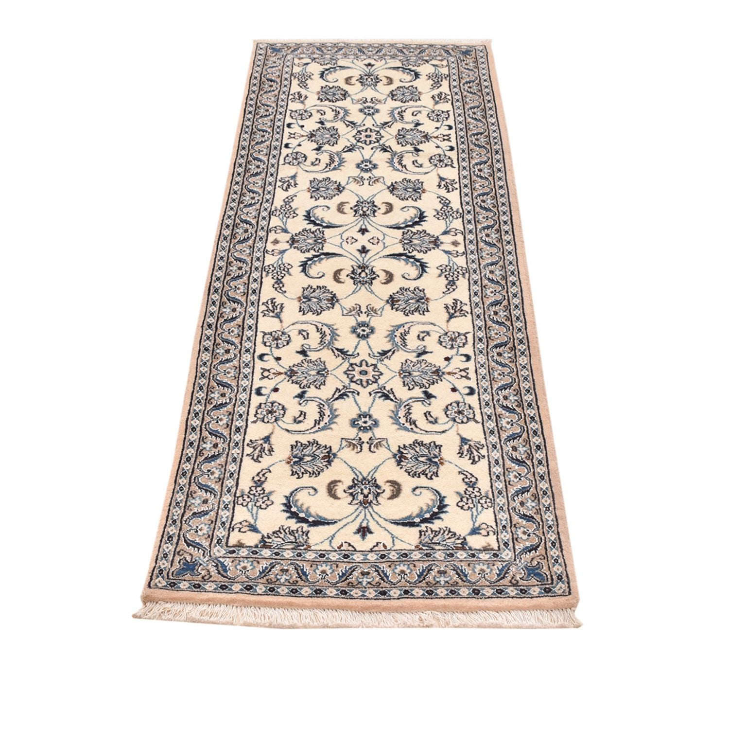 Alfombra de pasillo Alfombra Persa - Nain - Real - 196 x 61 cm - crema