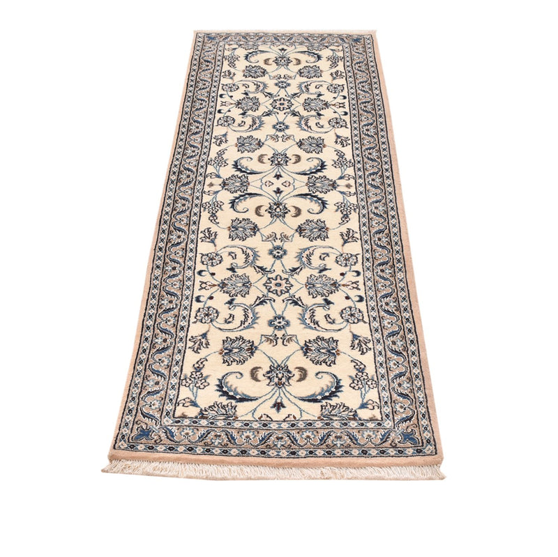 Alfombra de pasillo Alfombra Persa - Nain - Real - 196 x 61 cm - crema