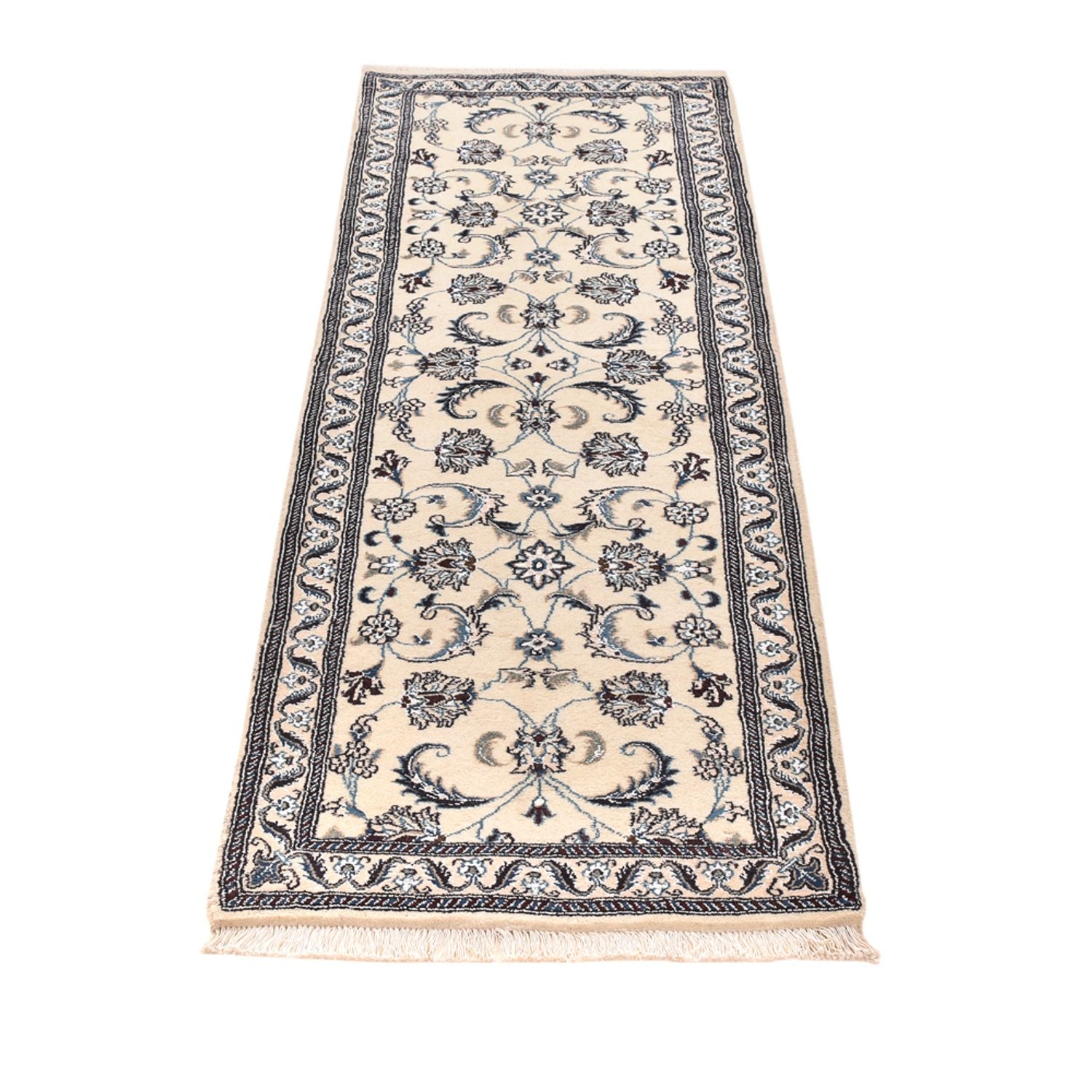 Alfombra de pasillo Alfombra Persa - Nain - Real - 202 x 63 cm - crema