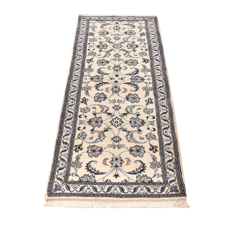 Alfombra de pasillo Alfombra Persa - Nain - Real - 202 x 63 cm - crema