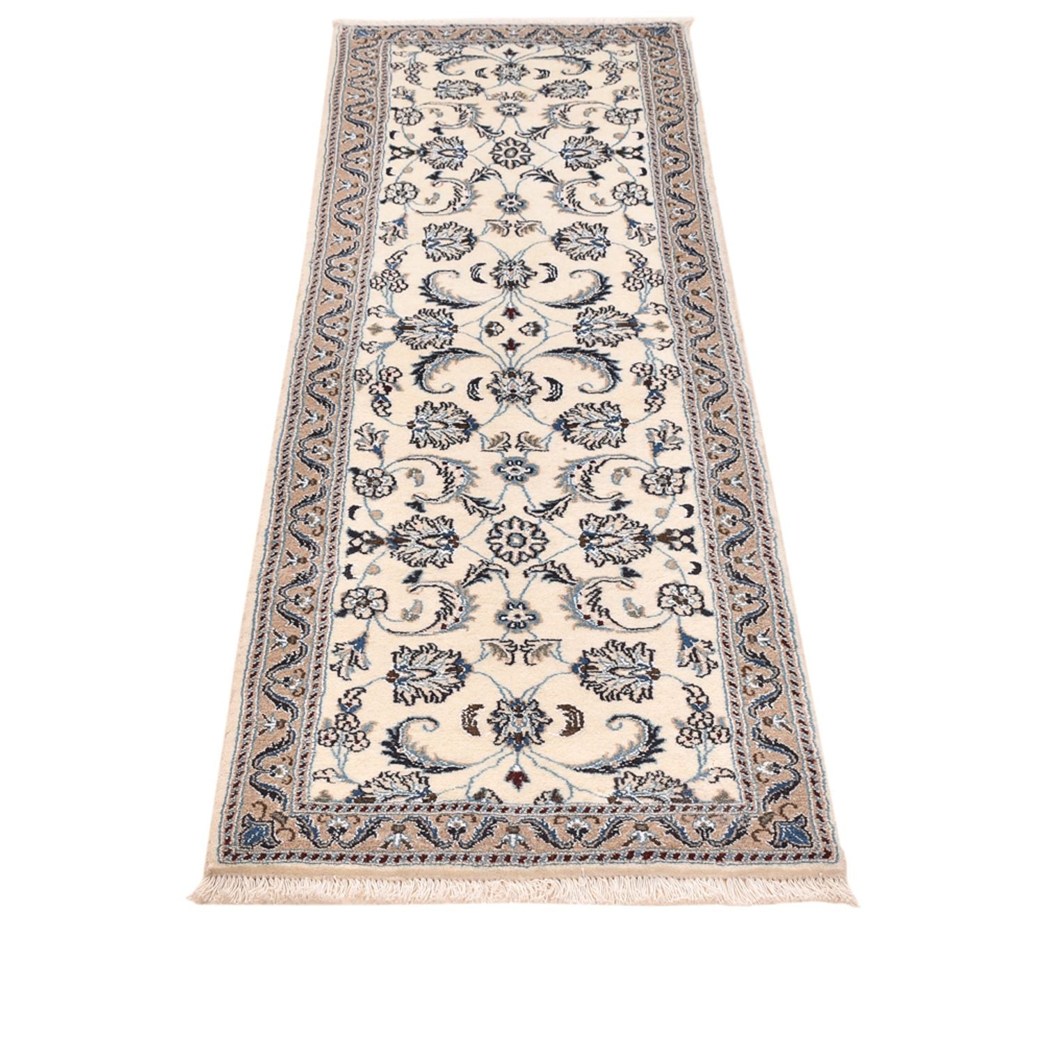 Alfombra de pasillo Alfombra Persa - Nain - Real - 198 x 59 cm - crema