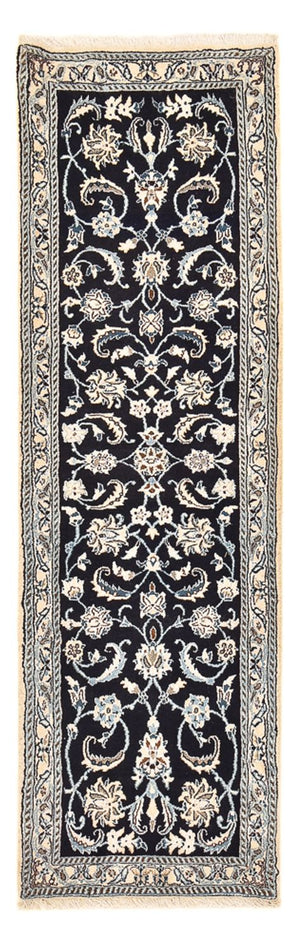 Alfombra de pasillo Alfombra Persa - Nain - Real - 203 x 62 cm - azul oscuro