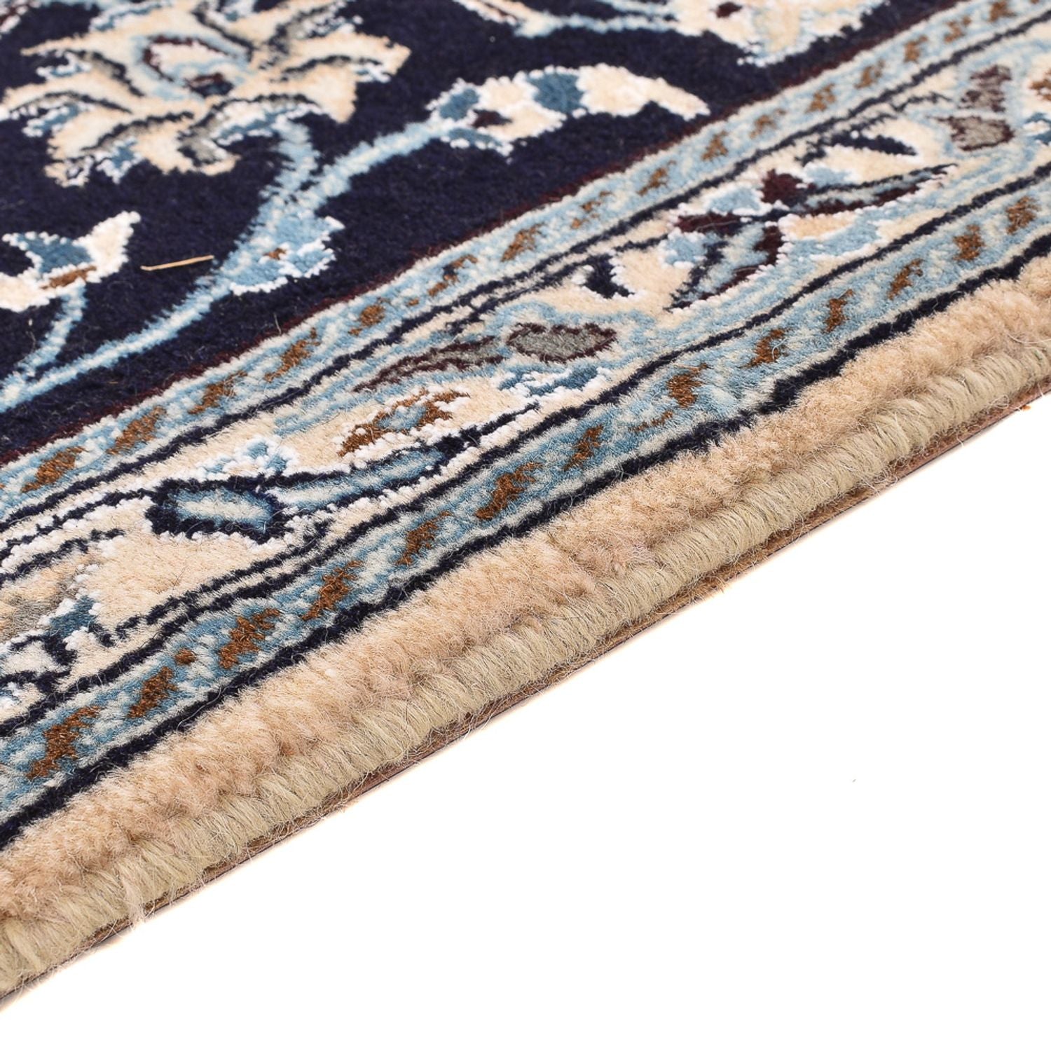 Alfombra de pasillo Alfombra Persa - Nain - Real - 203 x 62 cm - azul oscuro