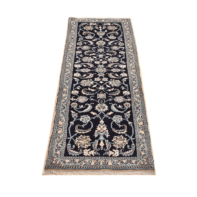 Alfombra de pasillo Alfombra Persa - Nain - Real - 203 x 62 cm - azul oscuro