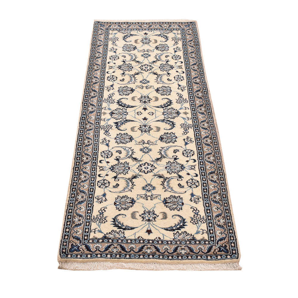 Alfombra de pasillo Alfombra Persa - Nain - Real - 197 x 64 cm - crema