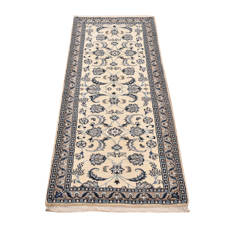 Alfombra de pasillo Alfombra Persa - Nain - Real - 197 x 64 cm - crema