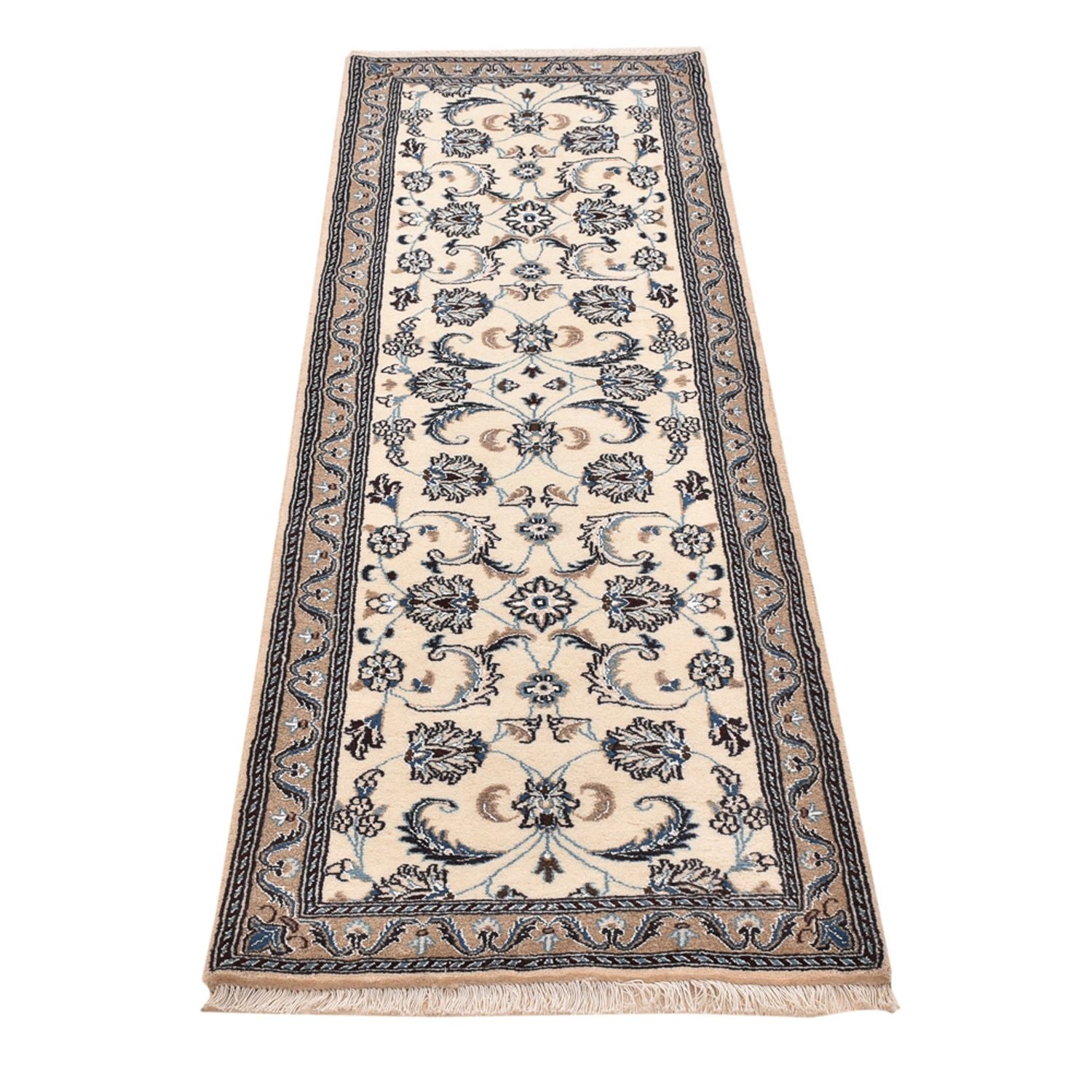 Alfombra de pasillo Alfombra Persa - Nain - Real - 202 x 63 cm - crema