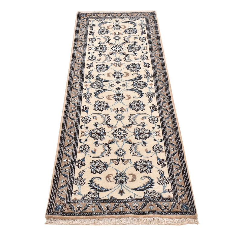 Alfombra de pasillo Alfombra Persa - Nain - Real - 202 x 63 cm - crema