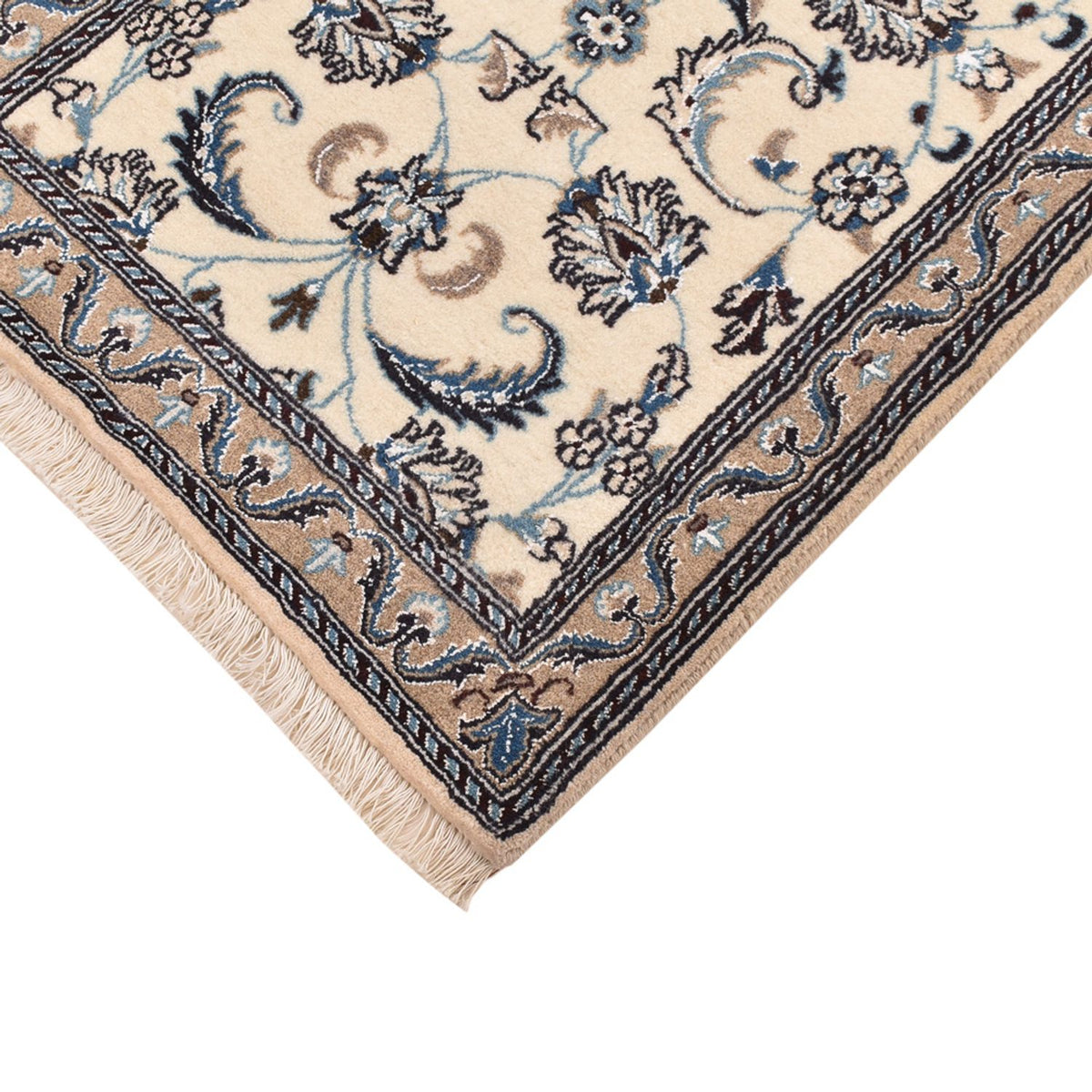 Alfombra de pasillo Alfombra Persa - Nain - Real - 202 x 63 cm - crema
