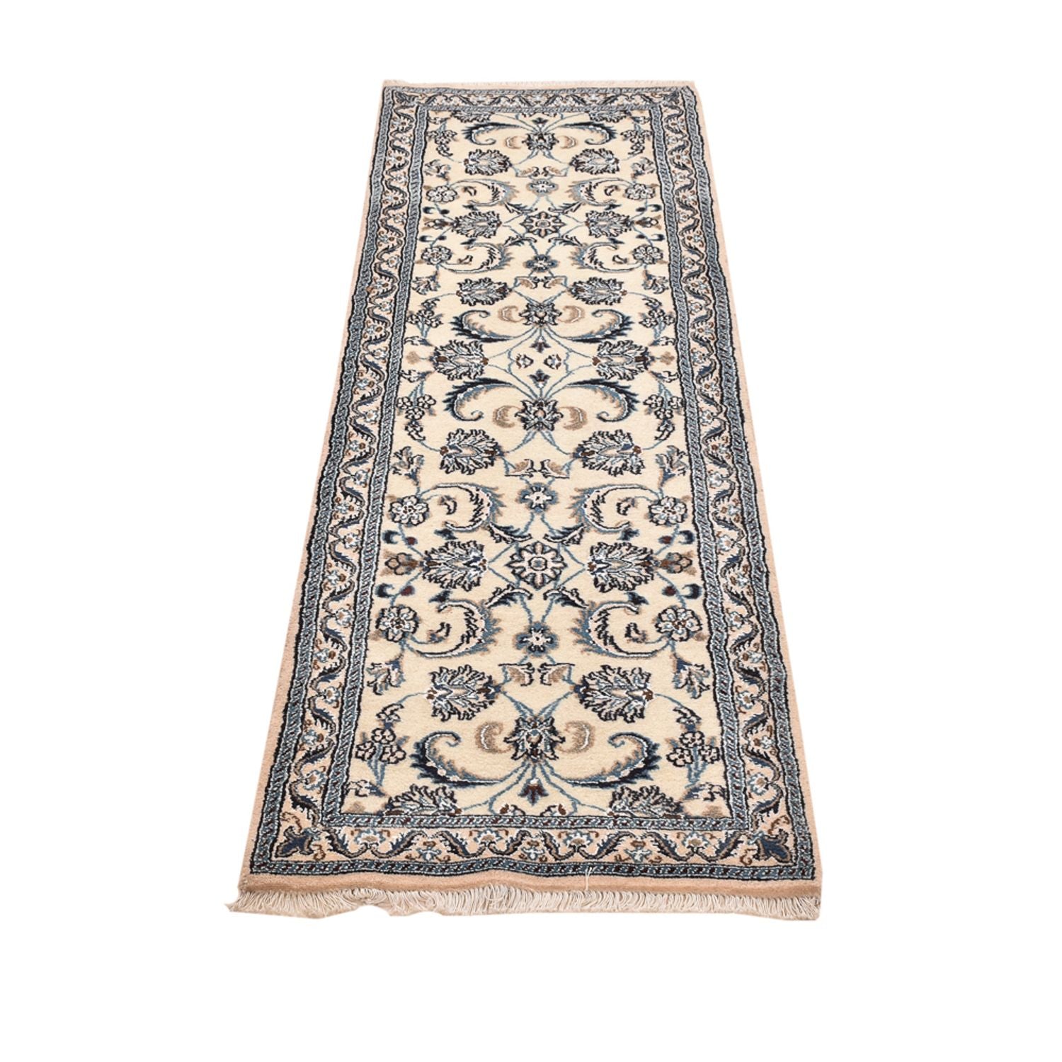 Alfombra de pasillo Alfombra Persa - Nain - Real - 198 x 58 cm - crema
