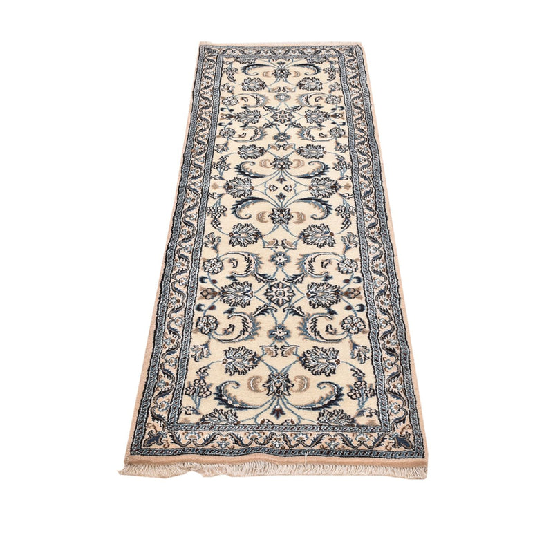 Alfombra de pasillo Alfombra Persa - Nain - Real - 198 x 58 cm - crema