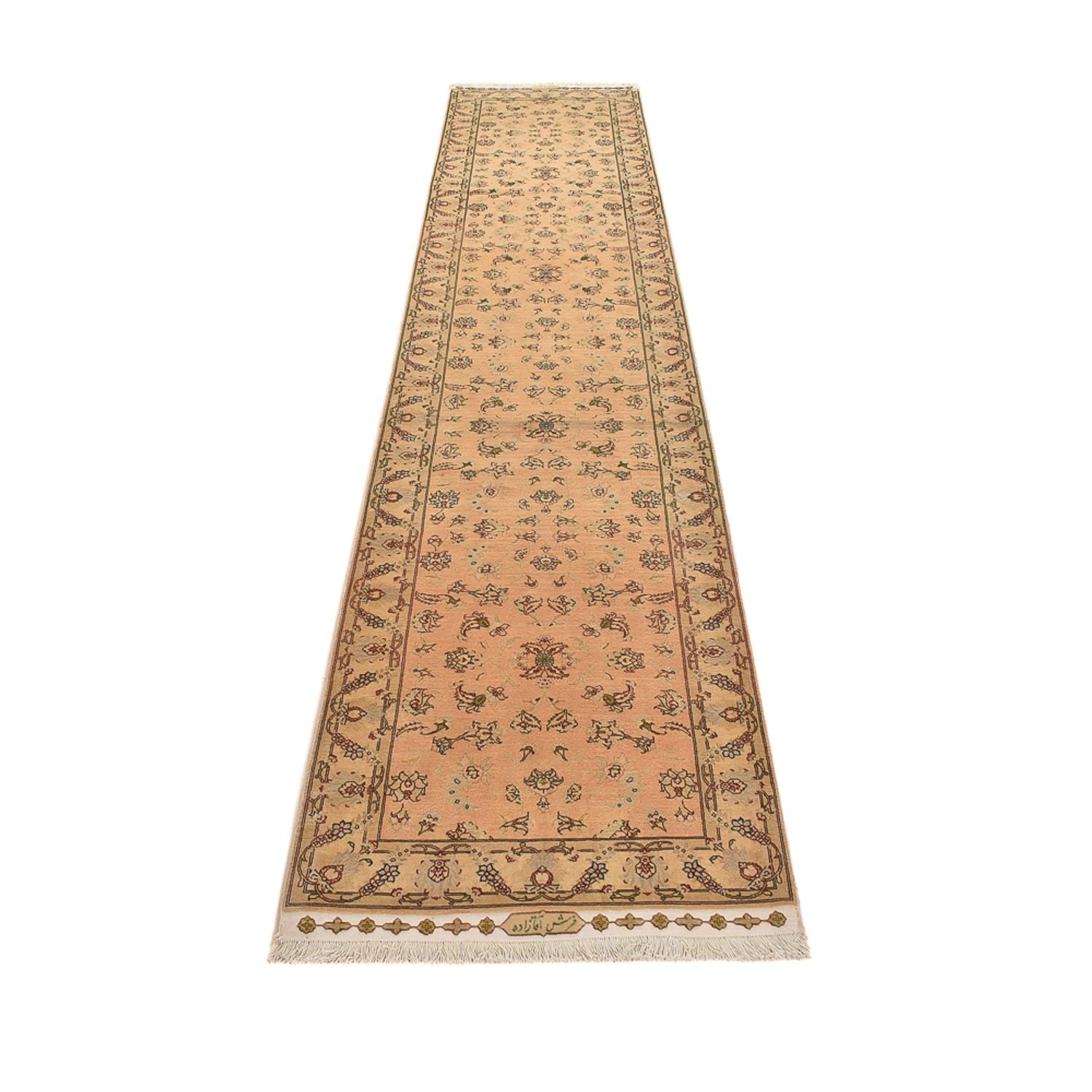 Alfombra de pasillo Alfombra Persa - Tabriz - Real - 378 x 78 cm - beige