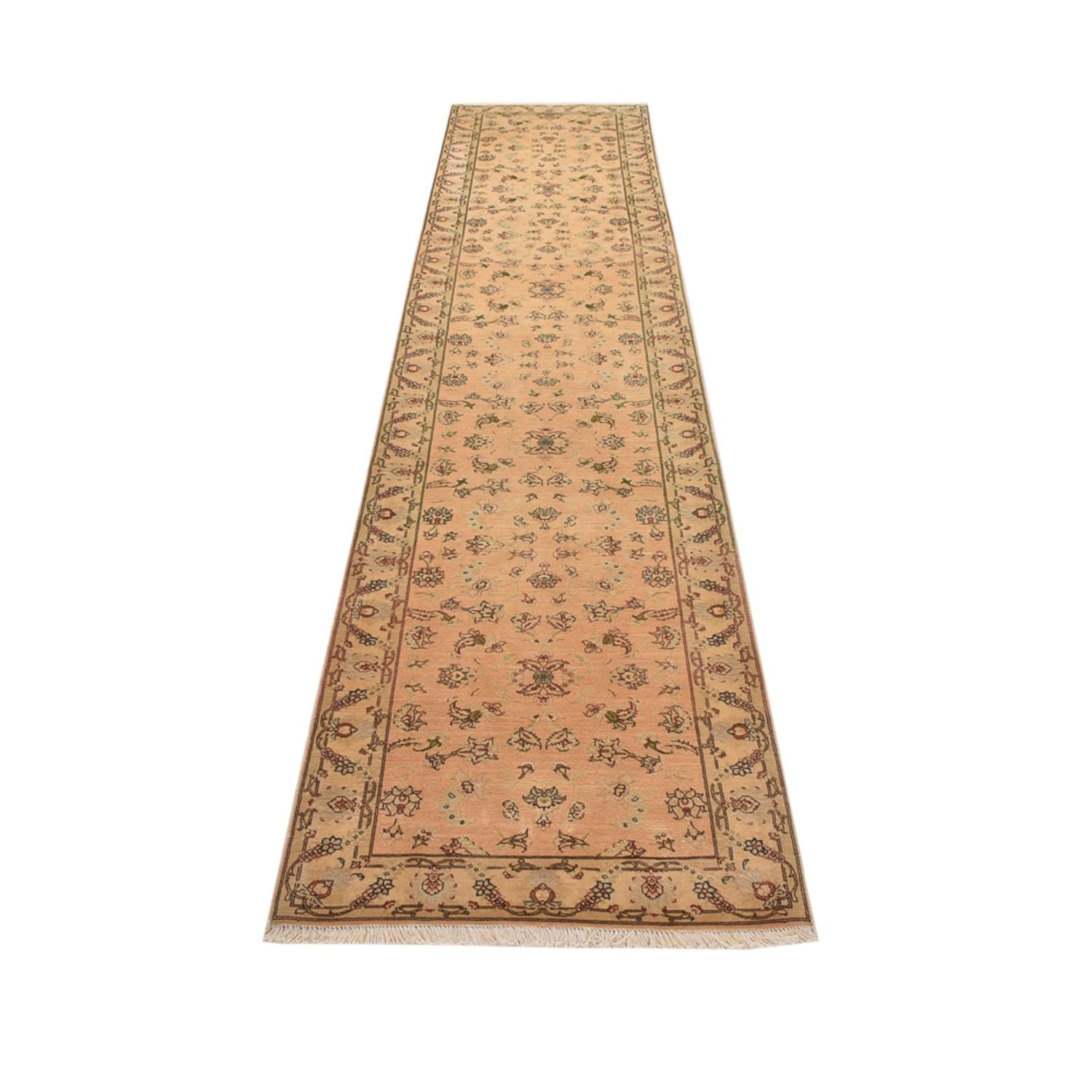 Alfombra de pasillo Alfombra Persa - Tabriz - Real - 376 x 80 cm - oro