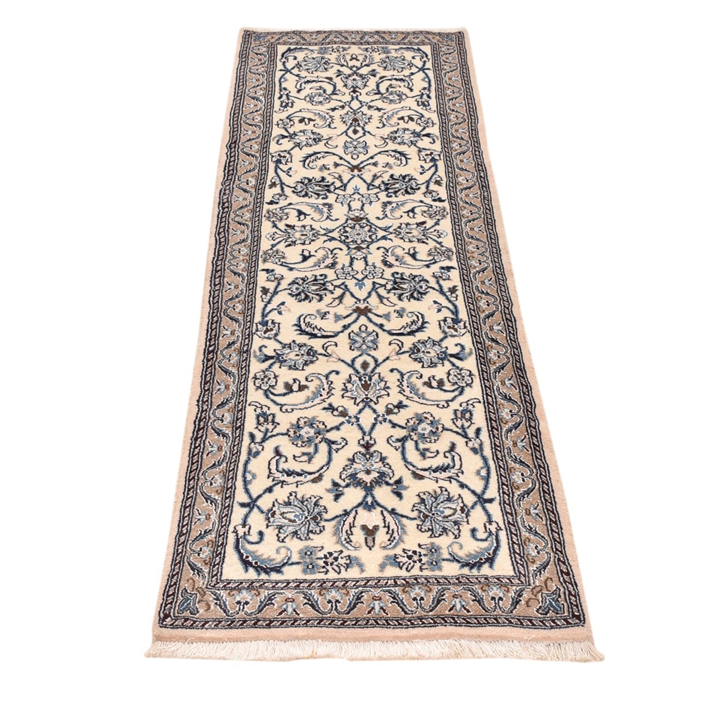 Alfombra de pasillo Alfombra Persa - Nain - Real - 195 x 60 cm - crema