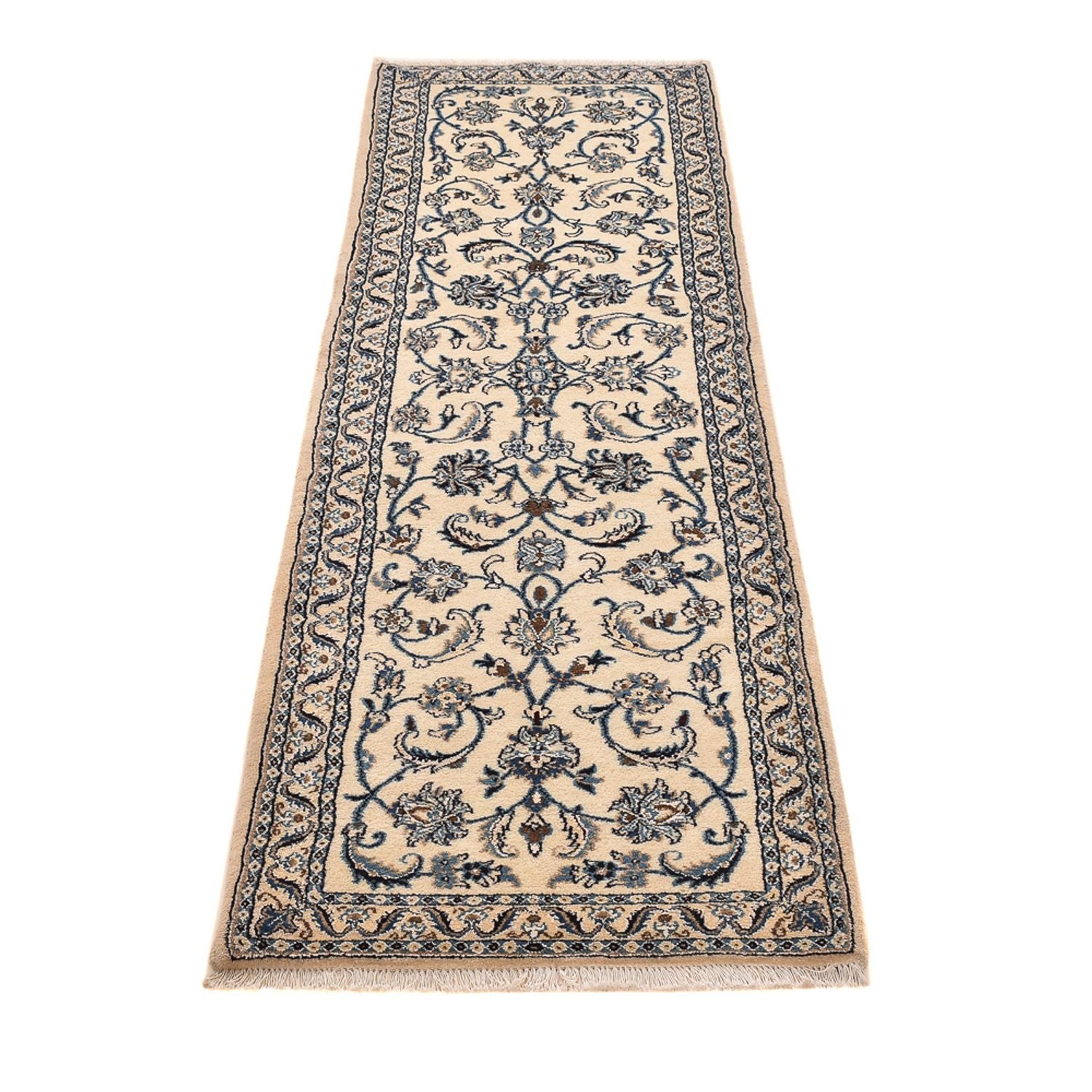 Alfombra de pasillo Alfombra Persa - Nain - Real - 209 x 64 cm - crema