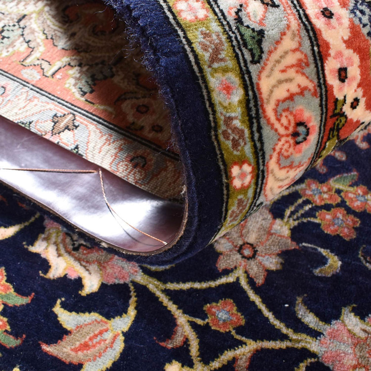 Alfombra Persa - Ghom - Royal - 194 x 137 cm - azul oscuro