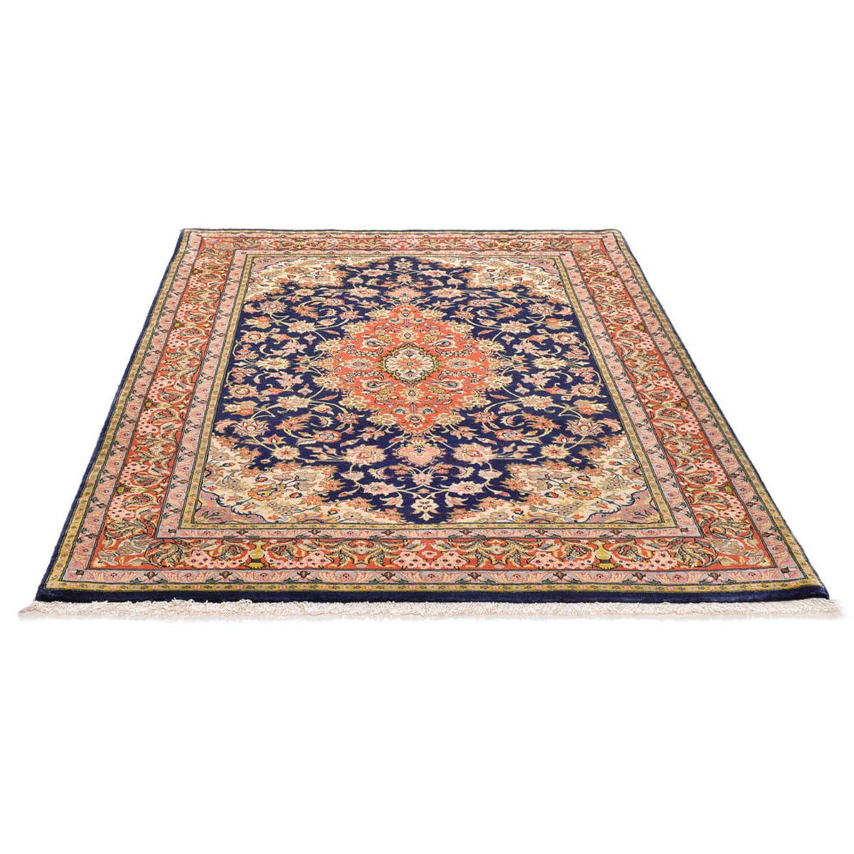 Alfombra Persa - Ghom - Royal - 194 x 137 cm - azul oscuro