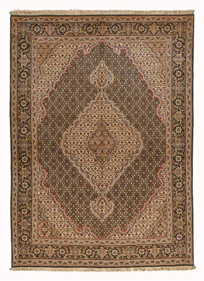Alfombra Persa - Tabriz - Real - 210 x 151 cm - marrón oscuro