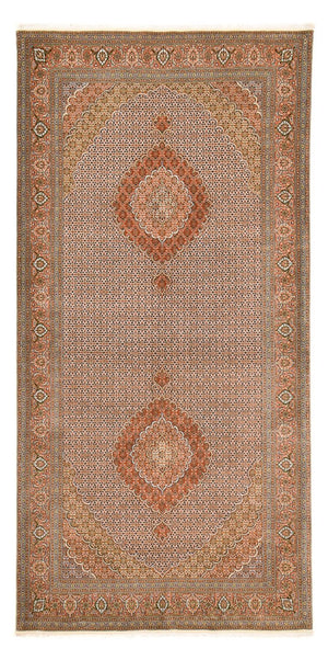 Alfombra de pasillo Alfombra Persa - Tabriz - Real - 403 x 200 cm - marrón claro