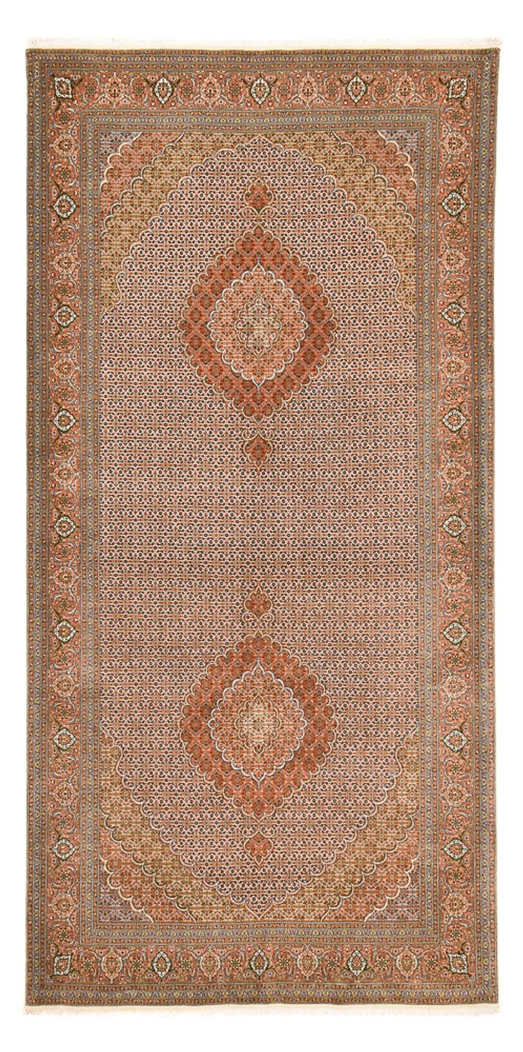 Alfombra de pasillo Alfombra Persa - Tabriz - Real - 403 x 200 cm - marrón claro