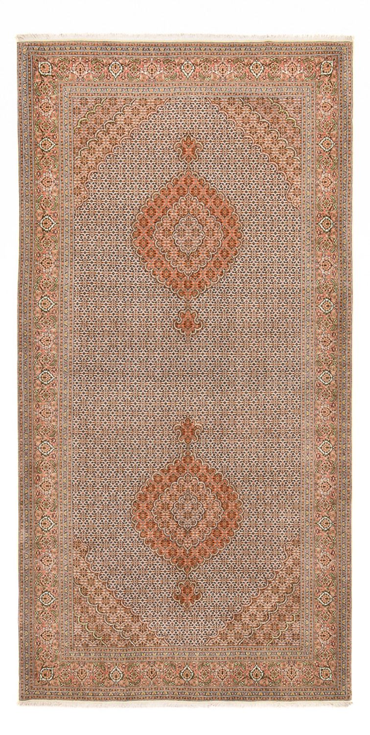 Alfombra de pasillo Alfombra Persa - Tabriz - Real - 408 x 201 cm - marrón claro