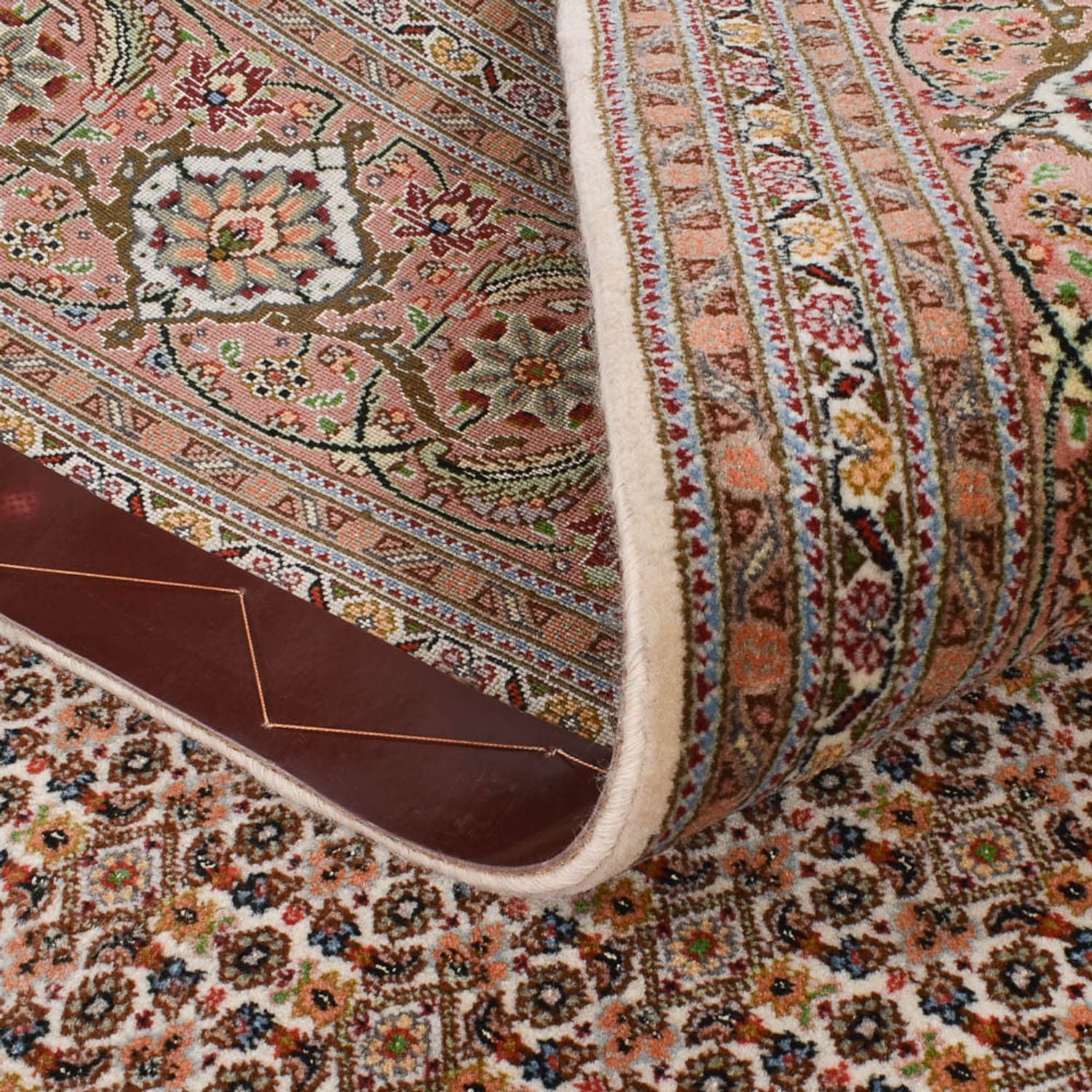 Alfombra de pasillo Alfombra Persa - Tabriz - Real - 408 x 201 cm - marrón claro