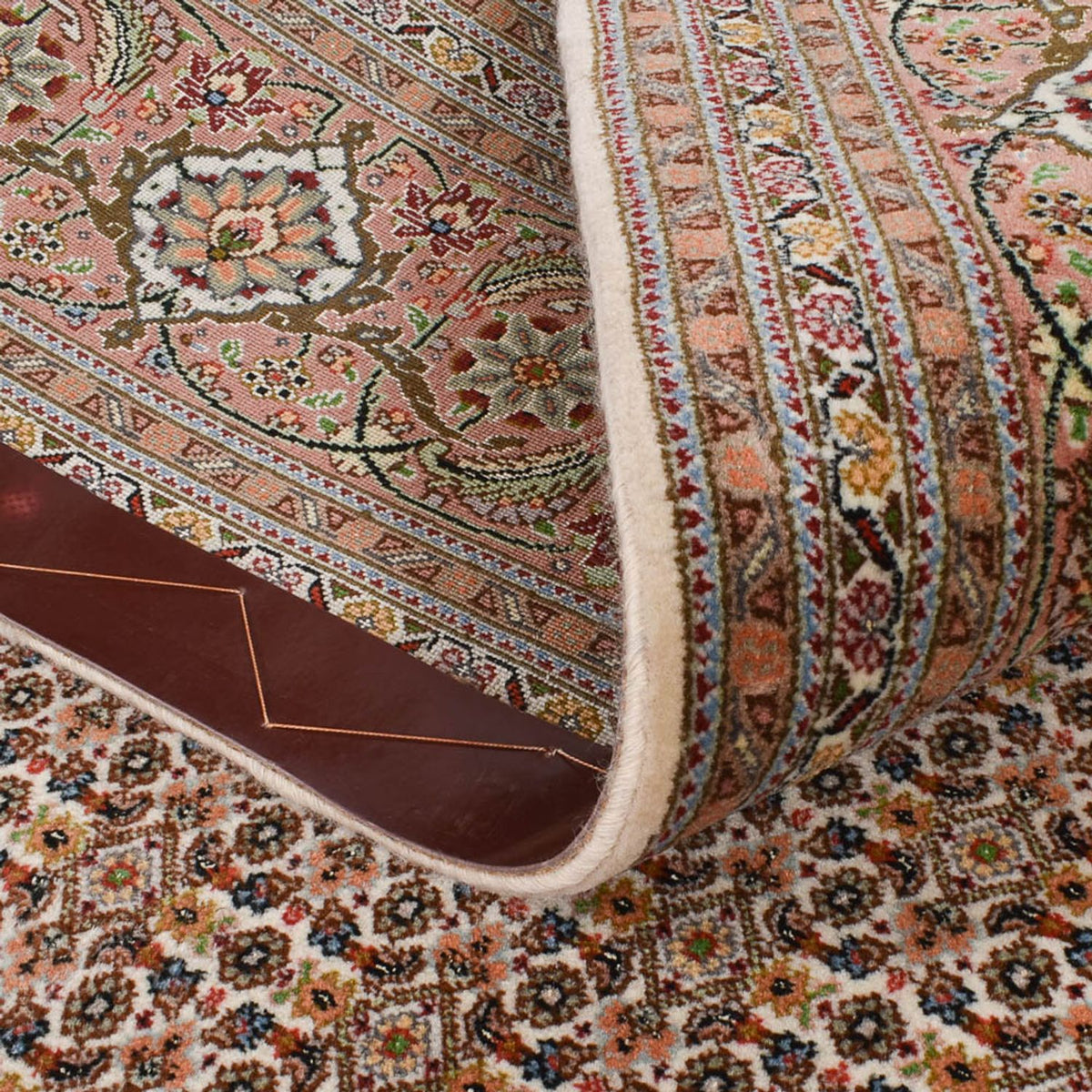 Alfombra de pasillo Alfombra Persa - Tabriz - Real - 408 x 201 cm - marrón claro