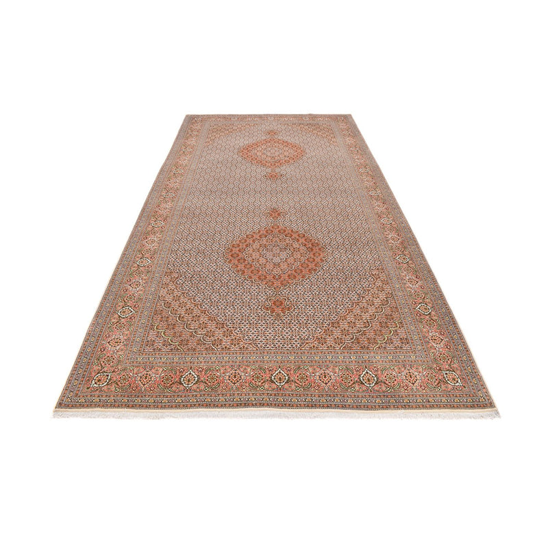 Alfombra de pasillo Alfombra Persa - Tabriz - Real - 408 x 201 cm - marrón claro